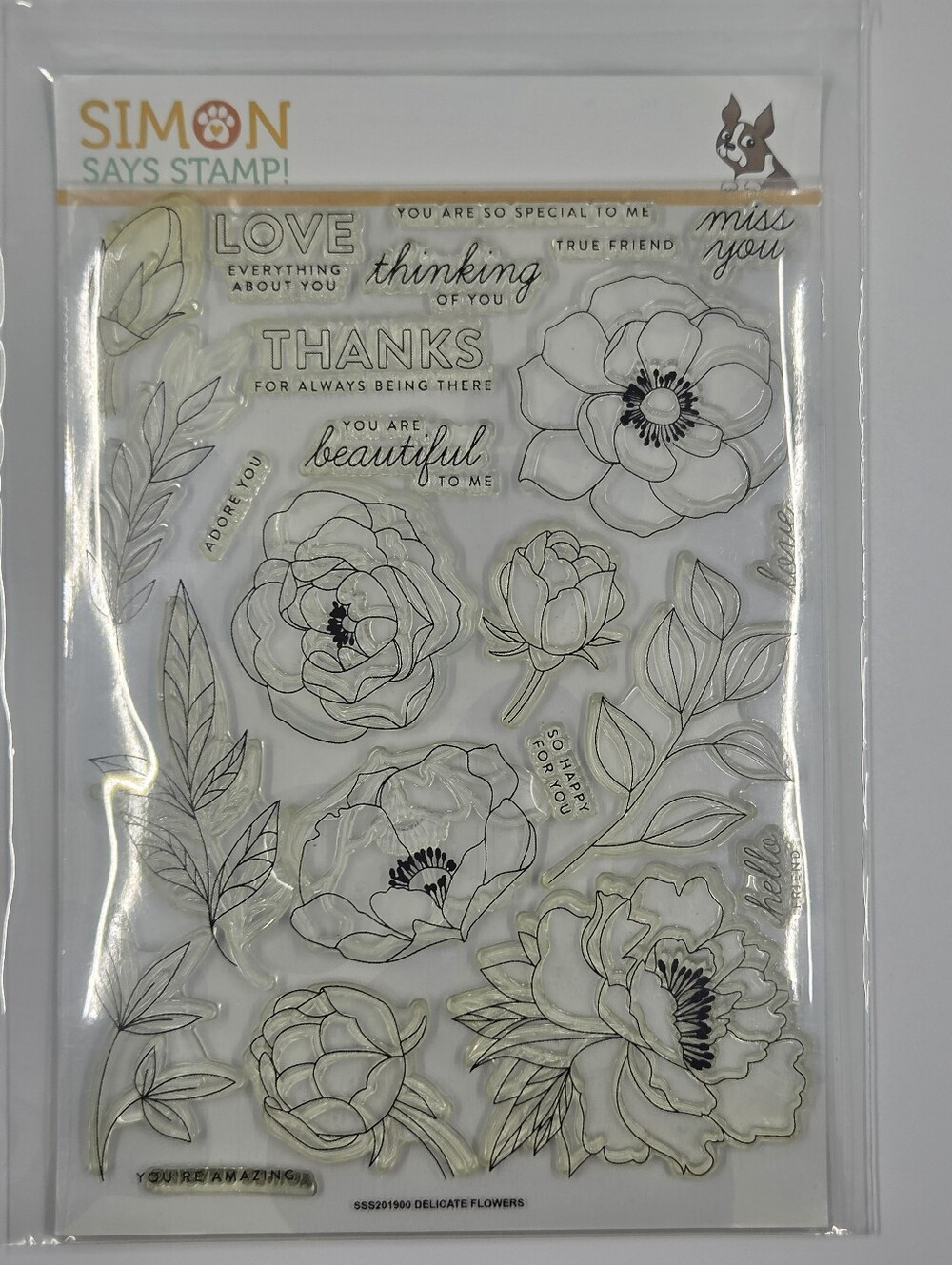 Simon Says Stamp Delicate Flowers Clear Polymer 6x8 Stamp Set sss201900
